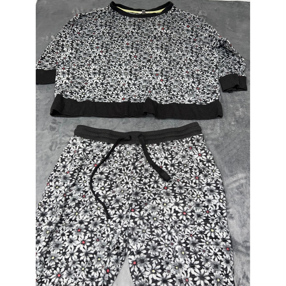 Secret Treasures Womens Floral Pajama Set Black White Daisy Loungewear XL L